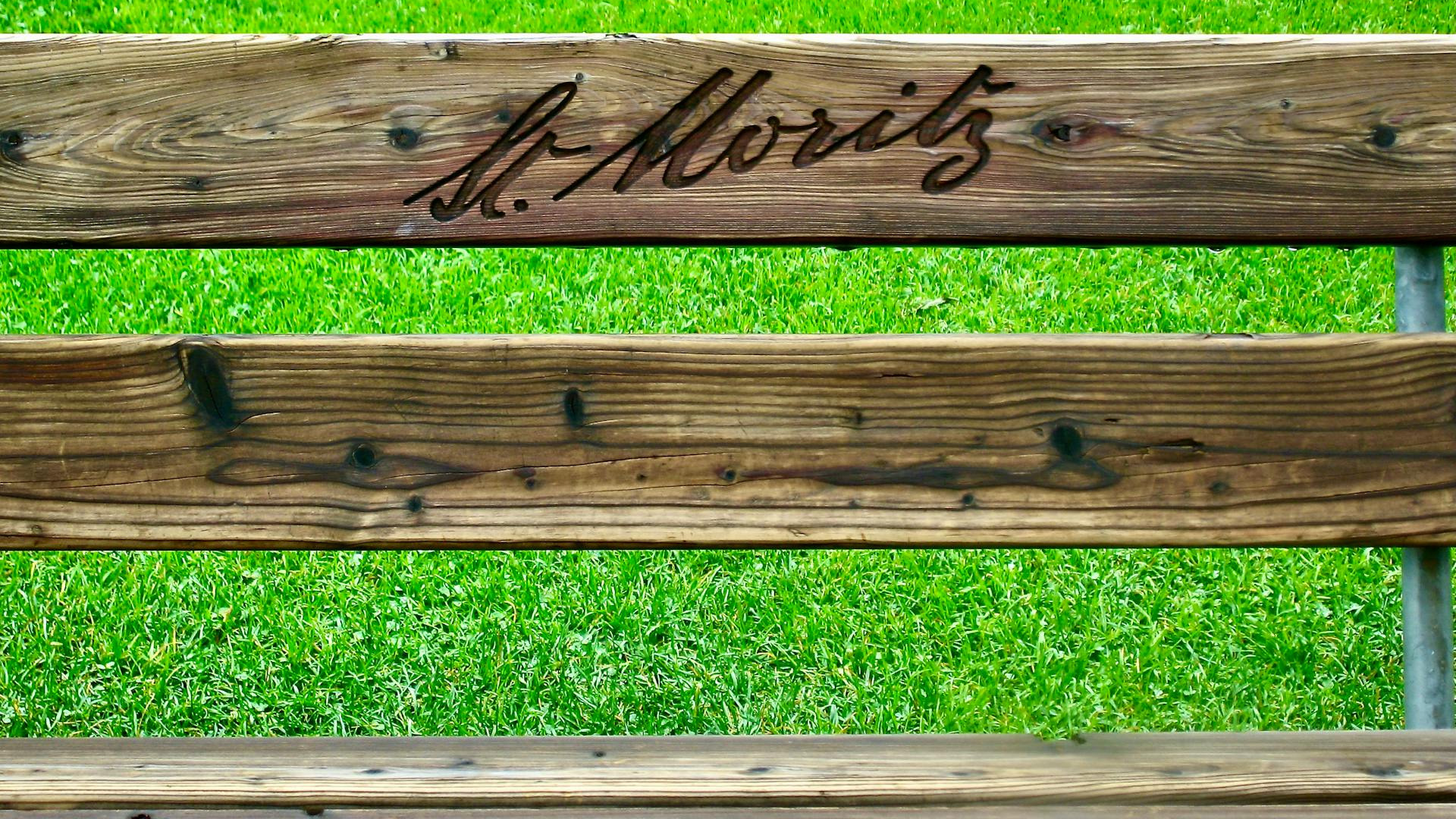 Wooden bench in St. Moritz